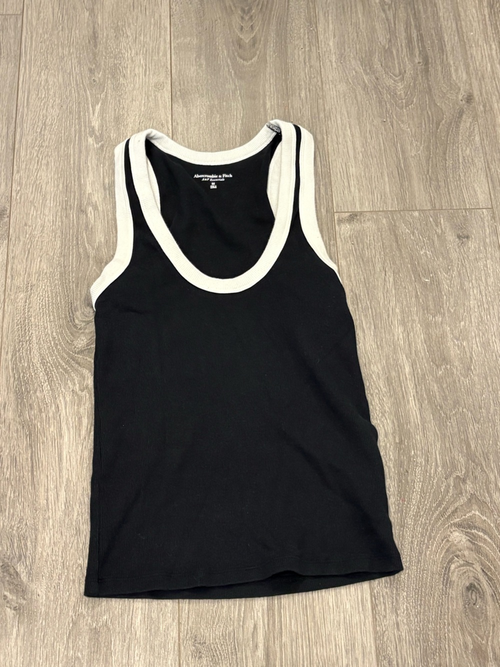 A&E Women's Black Tank Top with White Trim